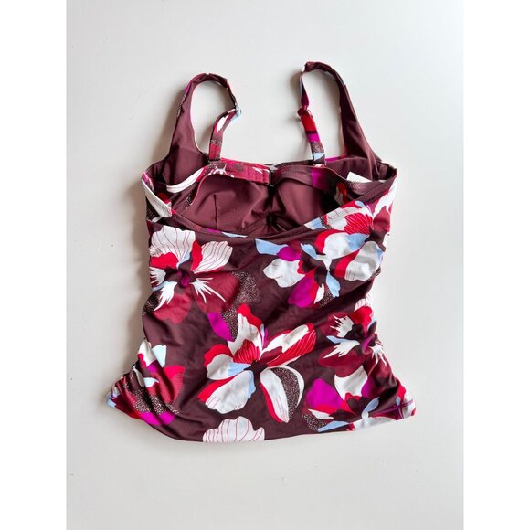 ATHLETA Hero Bloom Decadent Chocolate Square Neck Tankini Swim Top, Size 38 B/C - Picture 5 of 10